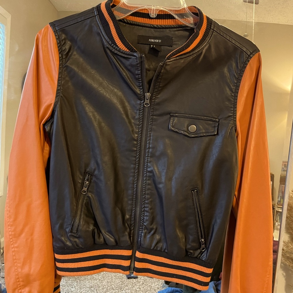 Block Color Leather Jacket